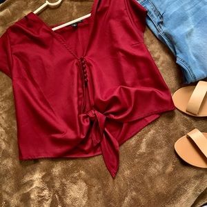 Burgundy Knot Top